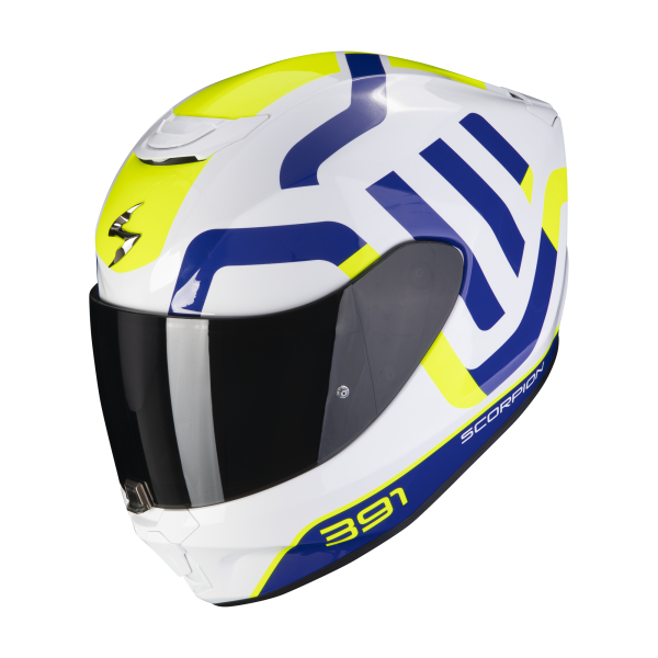 Scorpion Helm EXO-391 AROK white-blue-neon yellow